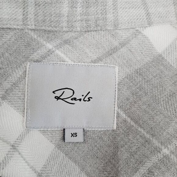 RAILS Plaid Shirt Tunic Dress Button Down Grey & White Sz XS - Picture 12 of 14